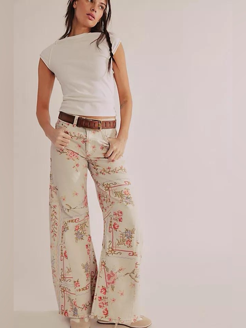 Free People We The Free - Eden Printed High Slouchy Jeans Size 29